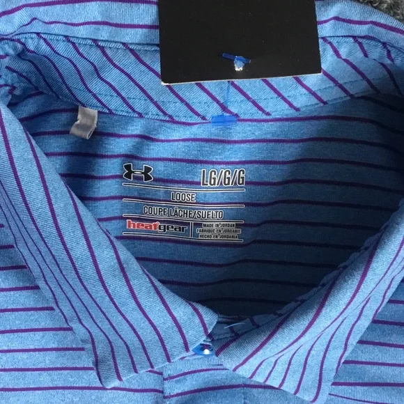 Under Armour Men's Light Blue and Purple Polo Shirt - Picture 2 of 5